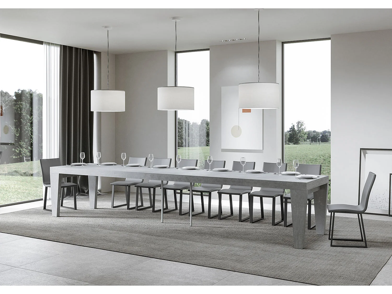 Spimbo Premium Beton Ausziehtisch 130/390x90 cm