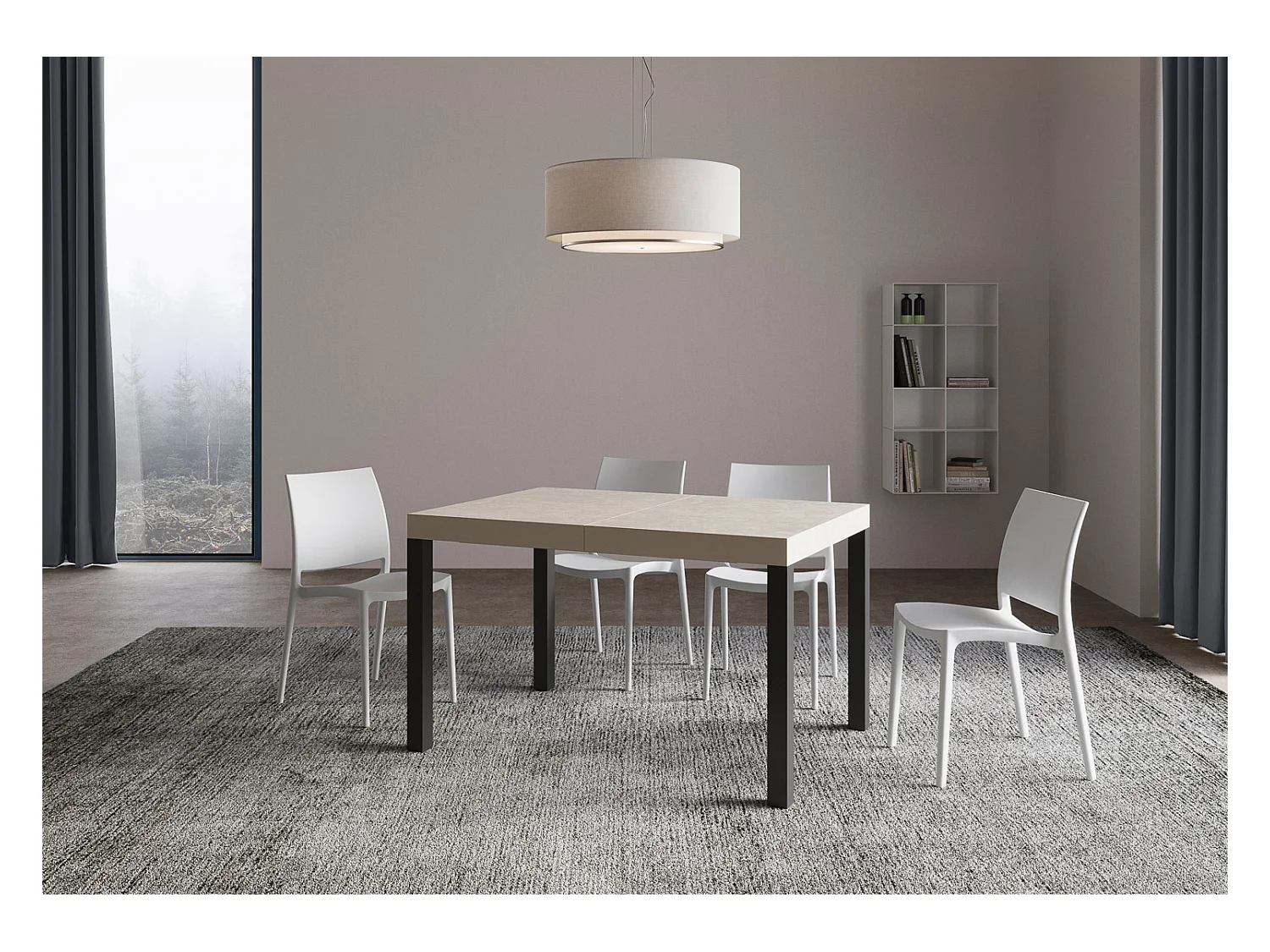 Ausziehtisch 140/244x90 cm Everyday Premium Kaschmir Beine anthrazit