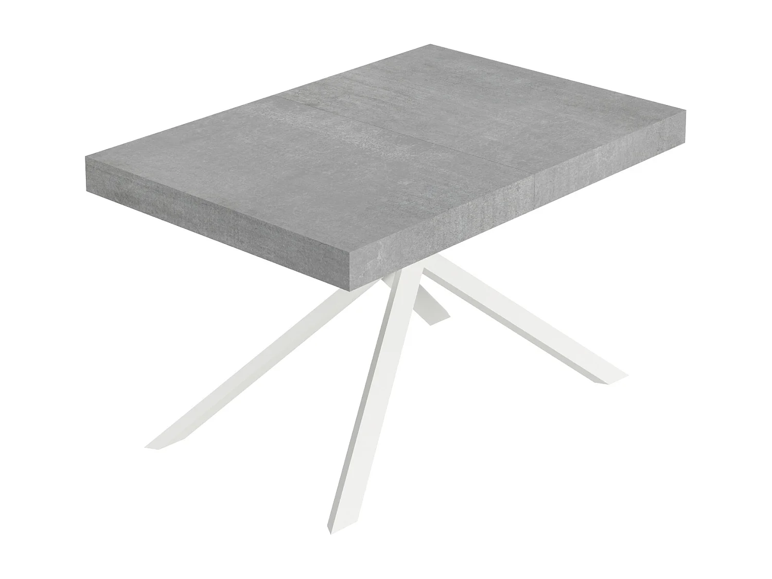 Table extensible 80x140/224 cm Niket gris béton pieds blanc