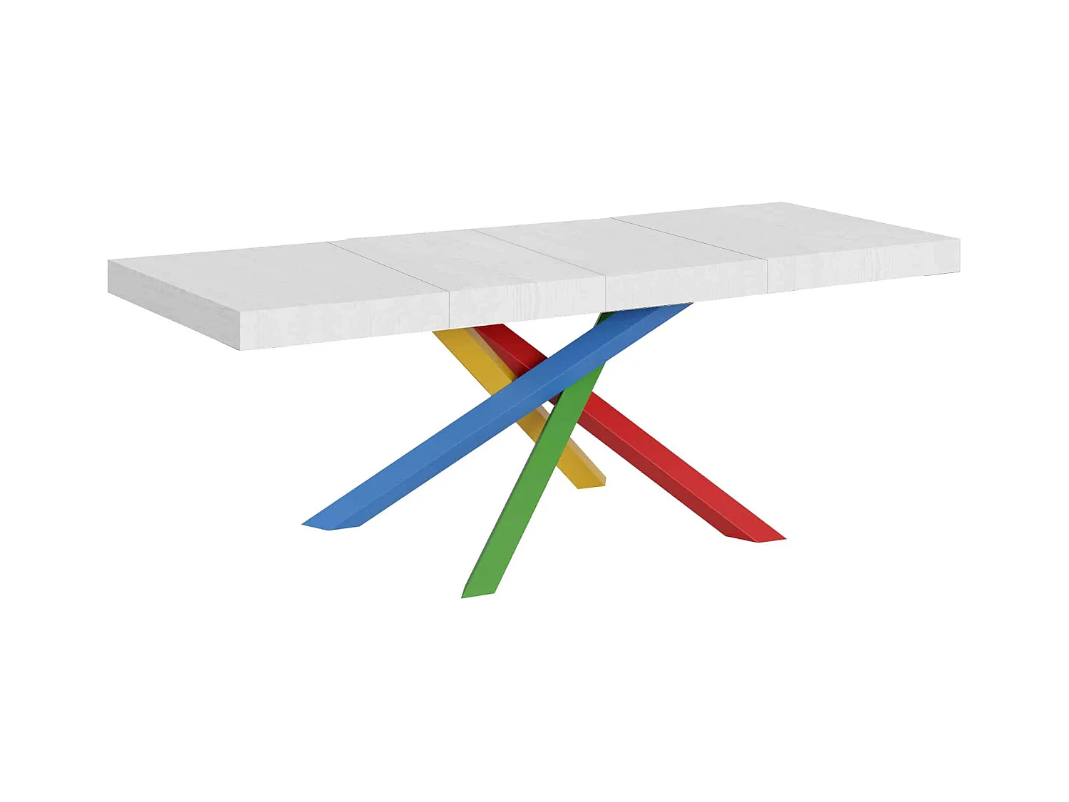 Ausziehtisch 200/460x90 cm Volantis Premium Esche weiß mehrfarbig Beine 4/B