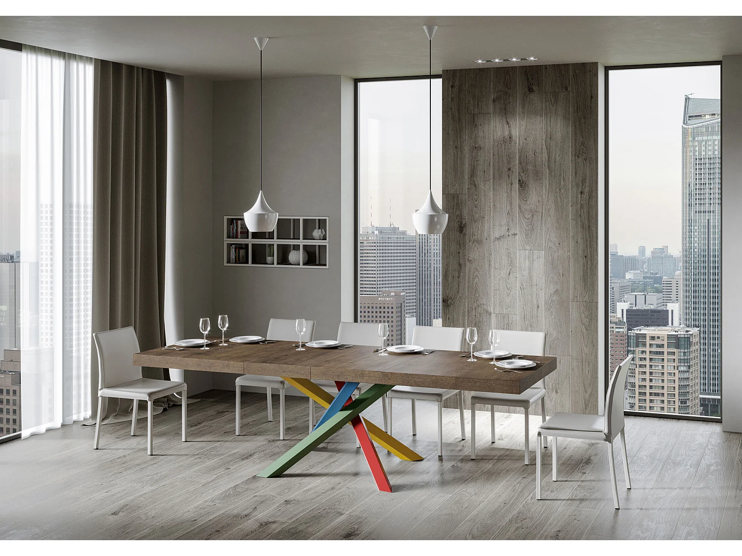 Uitschuifbare tafel 200/460x90 cm Volantis Premium notenhouten poten 4/B