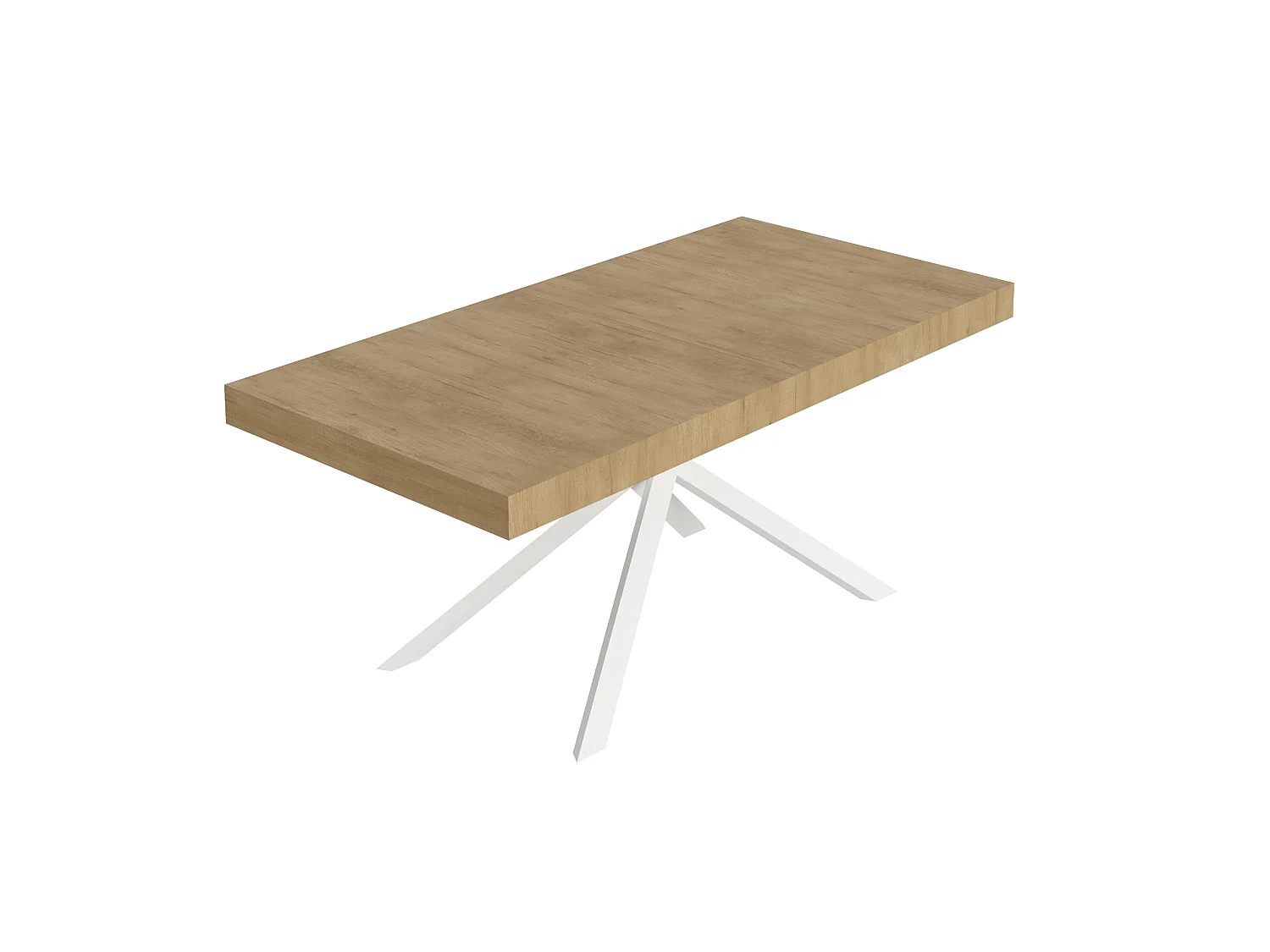 Mesa extensível Niket 200/304x90 cm carvalho natural pernas brancas