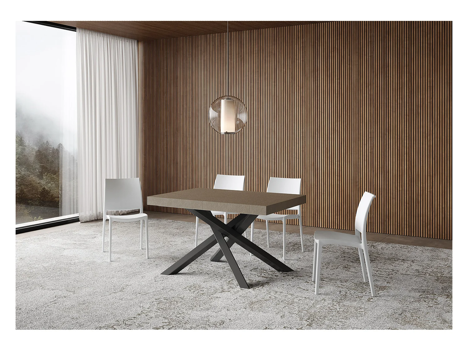 Mesa extensible 90x140/400 cm Volantis Premium gris paloma patas antracita