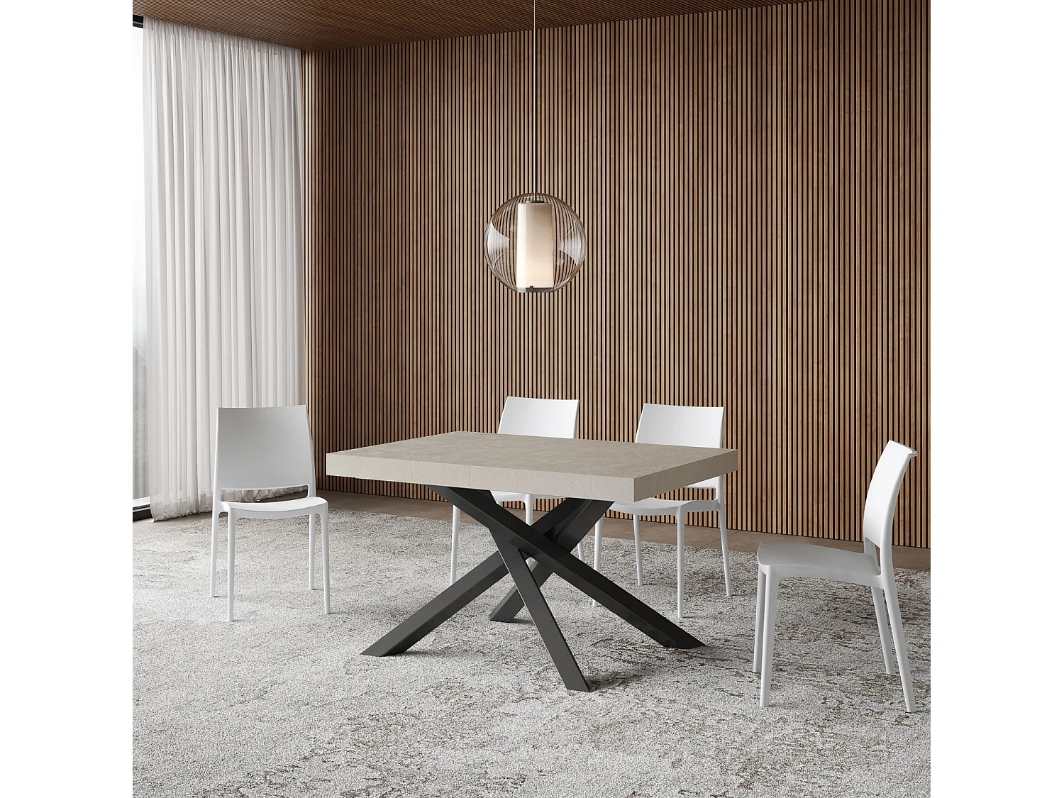 Uitschuifbare tafel 120/224x90 cm Volantis Premium kasjmier antraciet poten
