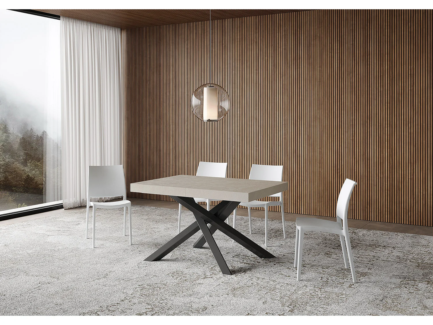 Uitschuifbare tafel 120/224x90 cm Volantis Premium kasjmier antraciet poten
