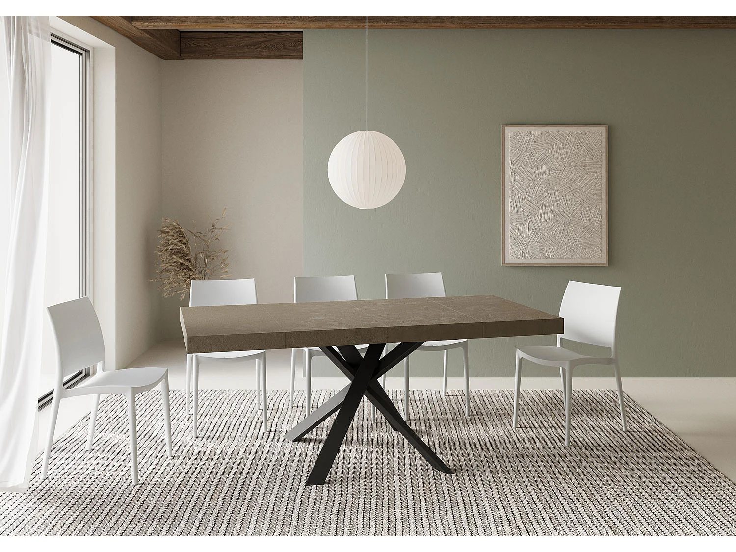 Clerk Premium 90/194x90 cm uitschuifbare tafel in duifgrijs met antraciet poten