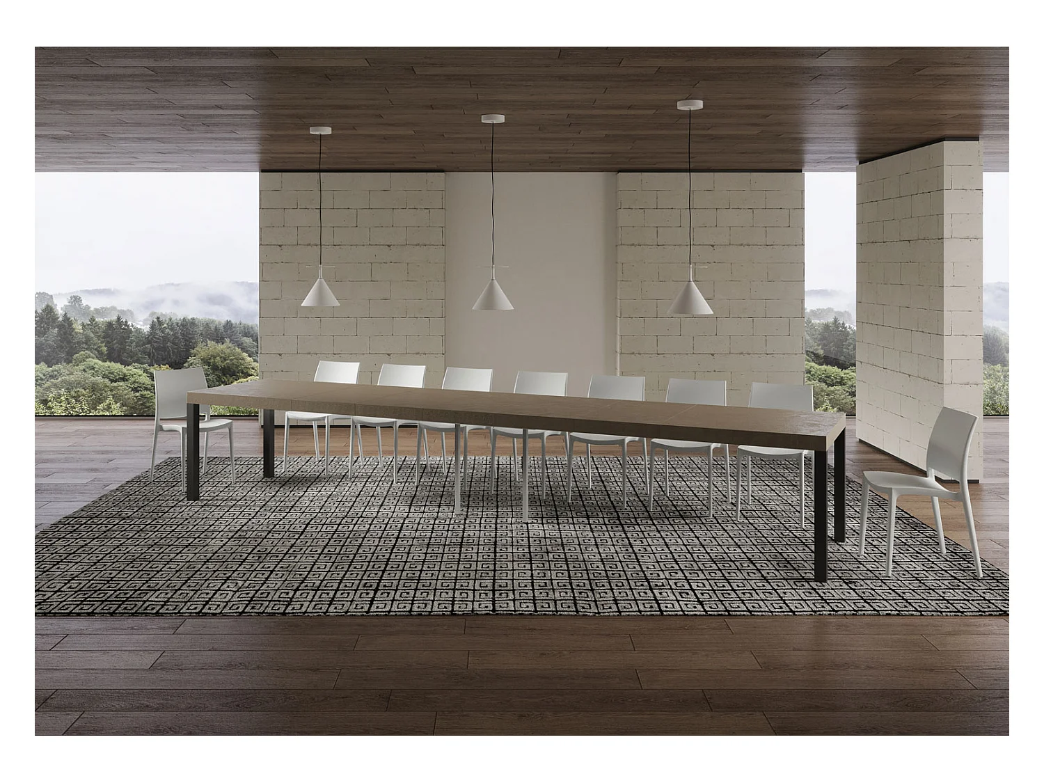 Everyday Premium Ausziehtisch 200/460x90 cm taubengrau mit anthrazitfarbenen Beinen