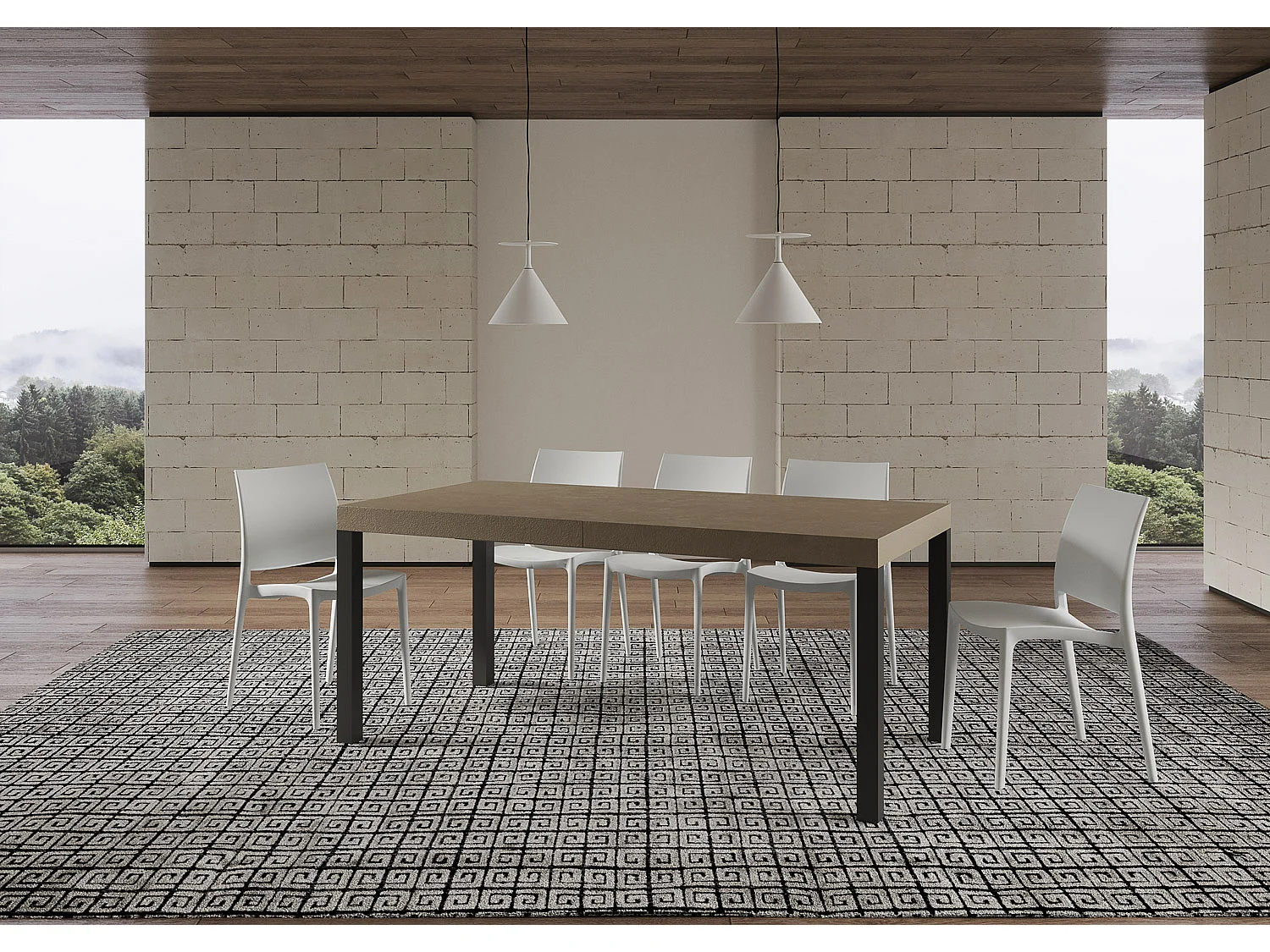 Everyday Premium udtræksbord 200/460x90 cm duegrå med antracitben