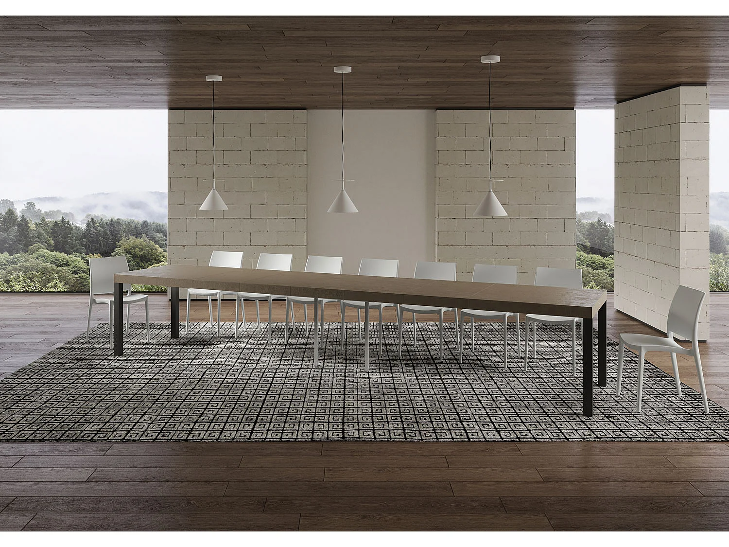 Everyday Premium udtræksbord 200/460x90 cm duegrå med antracitben