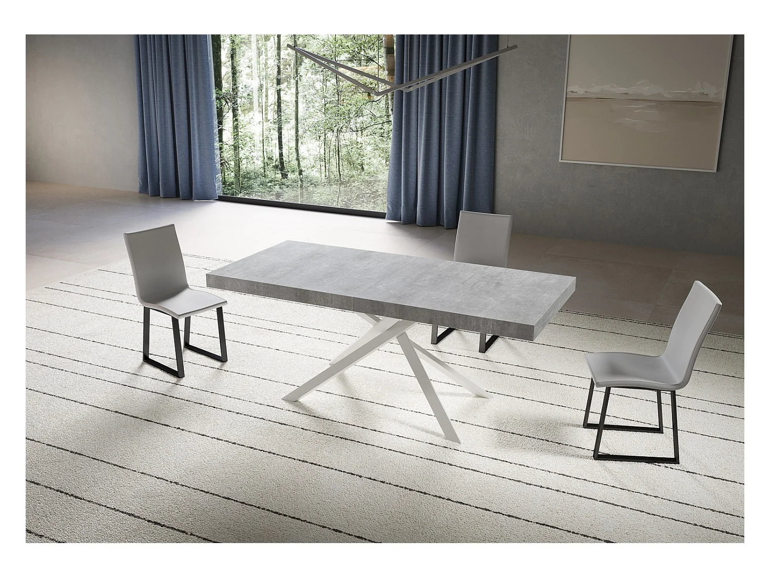 Niket Ausziehtisch 180/284x90 cm, Beine Beton weiß