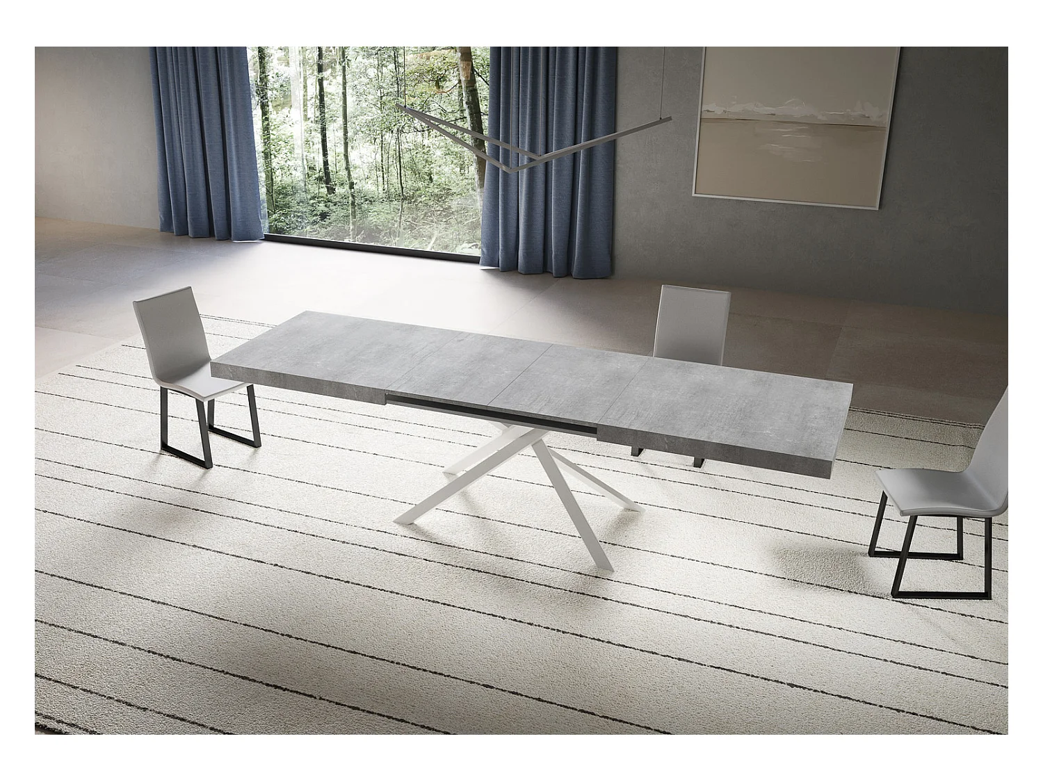 Niket Ausziehtisch 180/284x90 cm, Beine Beton weiß