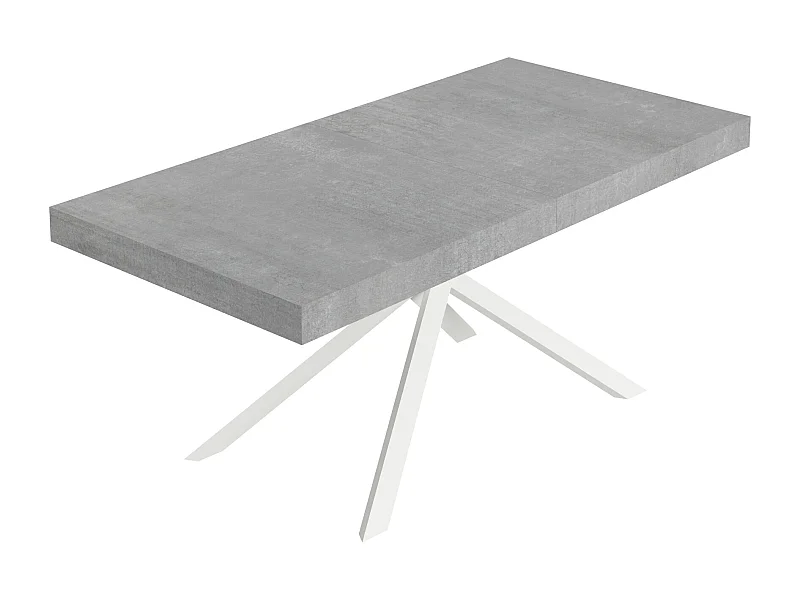 Table extensible 90x180/284 cm Niket gris béton pieds blanc