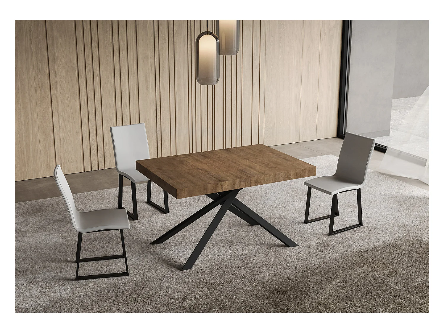 Itamoby Tavolo allungabile 90x140/244 cm Niket noce gambe antracite