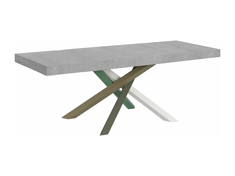 Uitschuifbare tafel 200/460x90 cm Volantis Premium beton meerkleurige poten 4/A