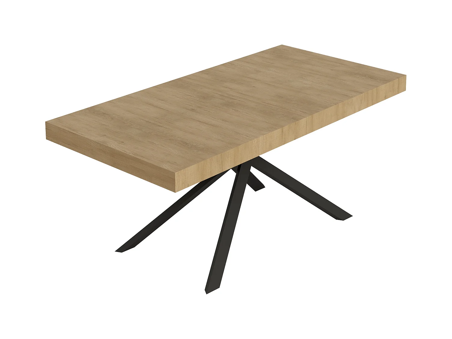 Niket ausziehbarer Tisch 200/304x90 cm, Eiche natur mit anthrazitfarbenen Beinen