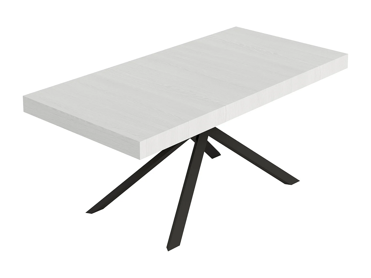 Table extensible 90x200/460 cm Niket Frêne Blanc pieds Anthracite