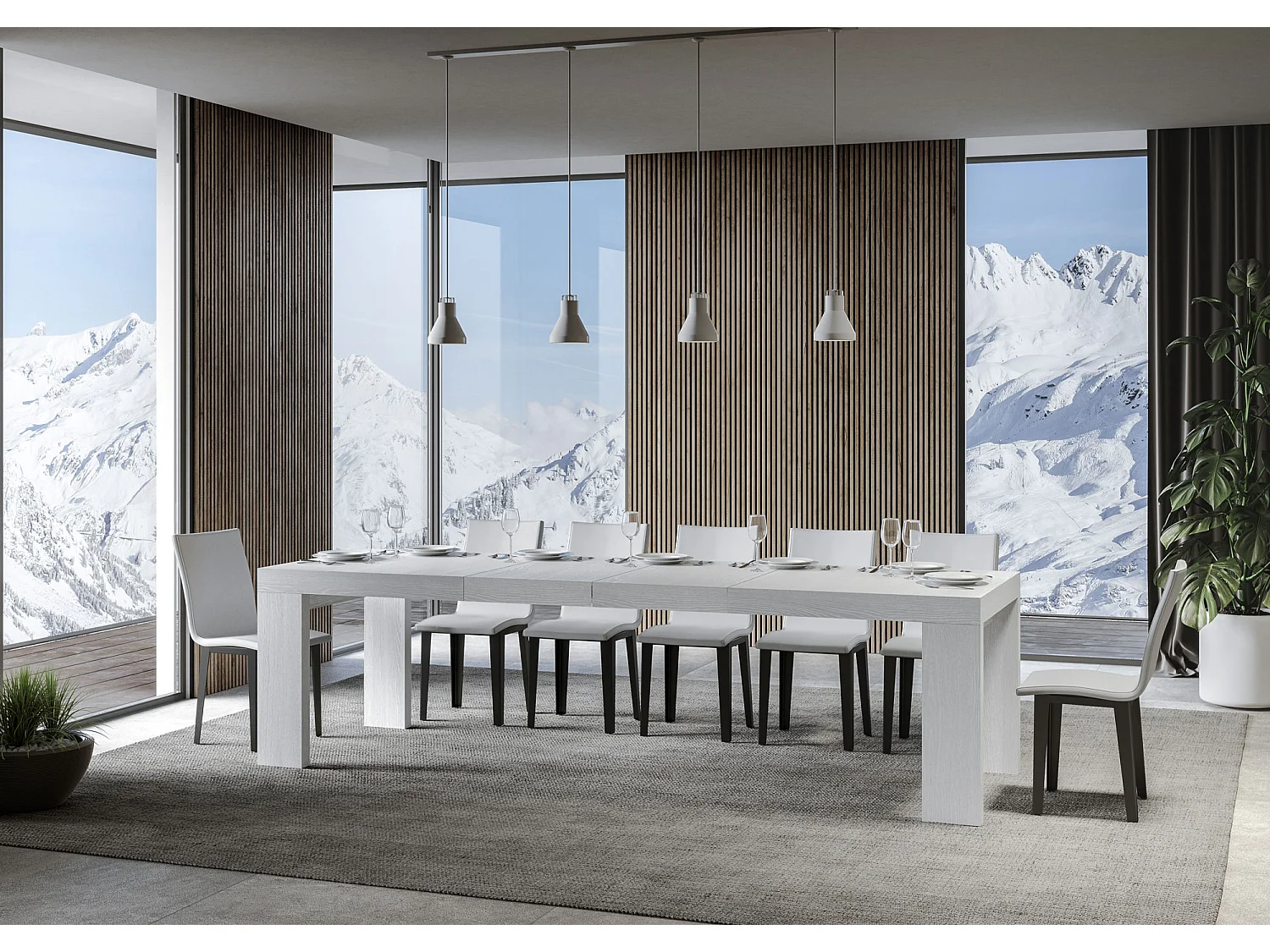 Stół rozkładany Roxell Premium 160/420x90 cm biały jesion