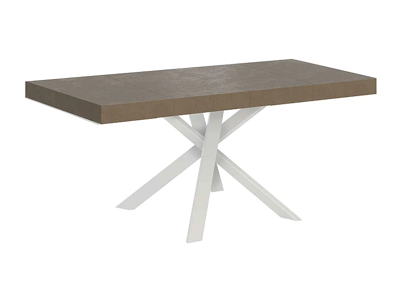Table extensible 90x90/194 cm Clerk Premium Taupe pieds Blancs