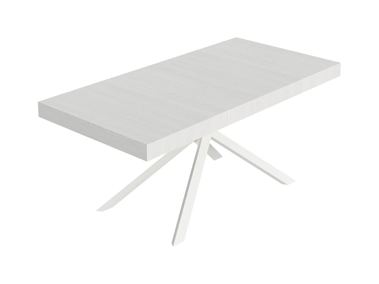 Niket ausziehbarer Tisch 200/304x90 cm, Esche weiß mit weißen Beinen