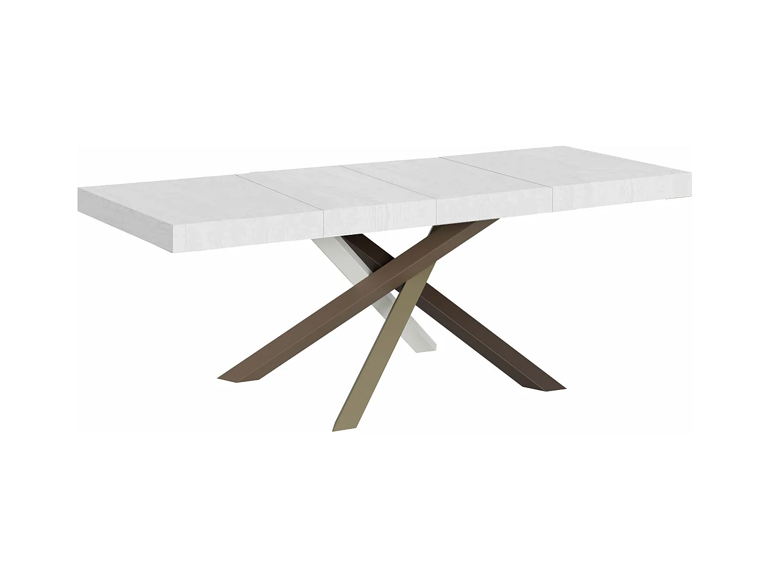 Ausziehtisch 200/460x90 cm Volantis Premium Esche weiß mehrfarbig Beine 4/C