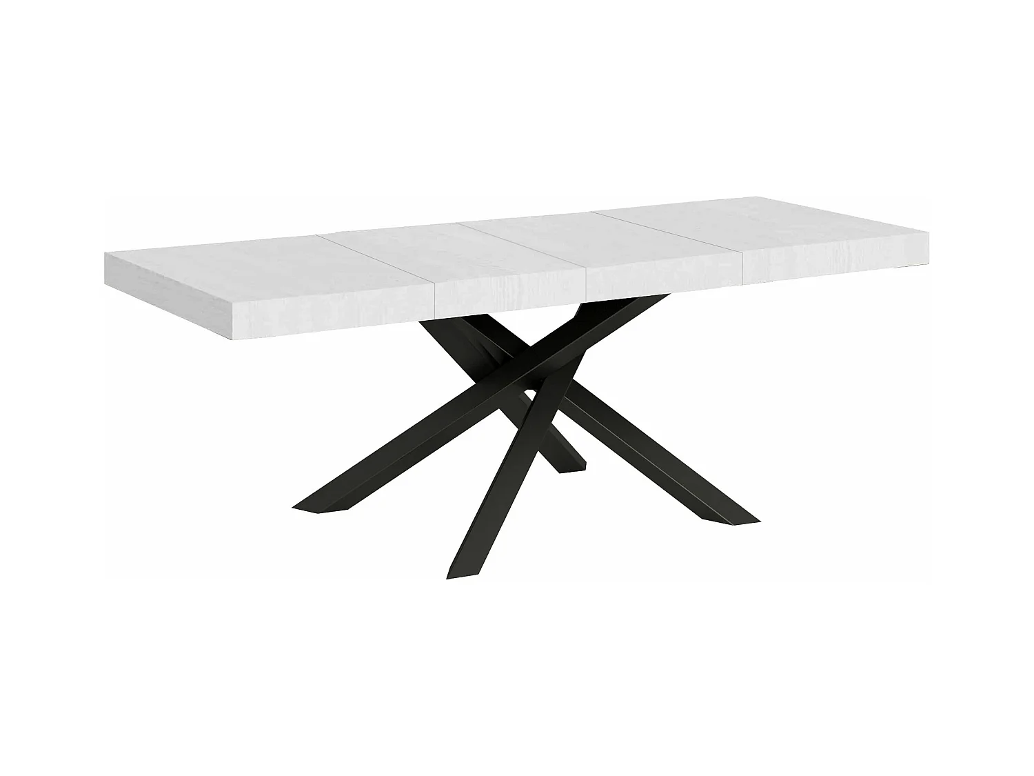 Table extensible 90x160/420 cm Volantis Premium Frêne Blanc cadre Anthracite