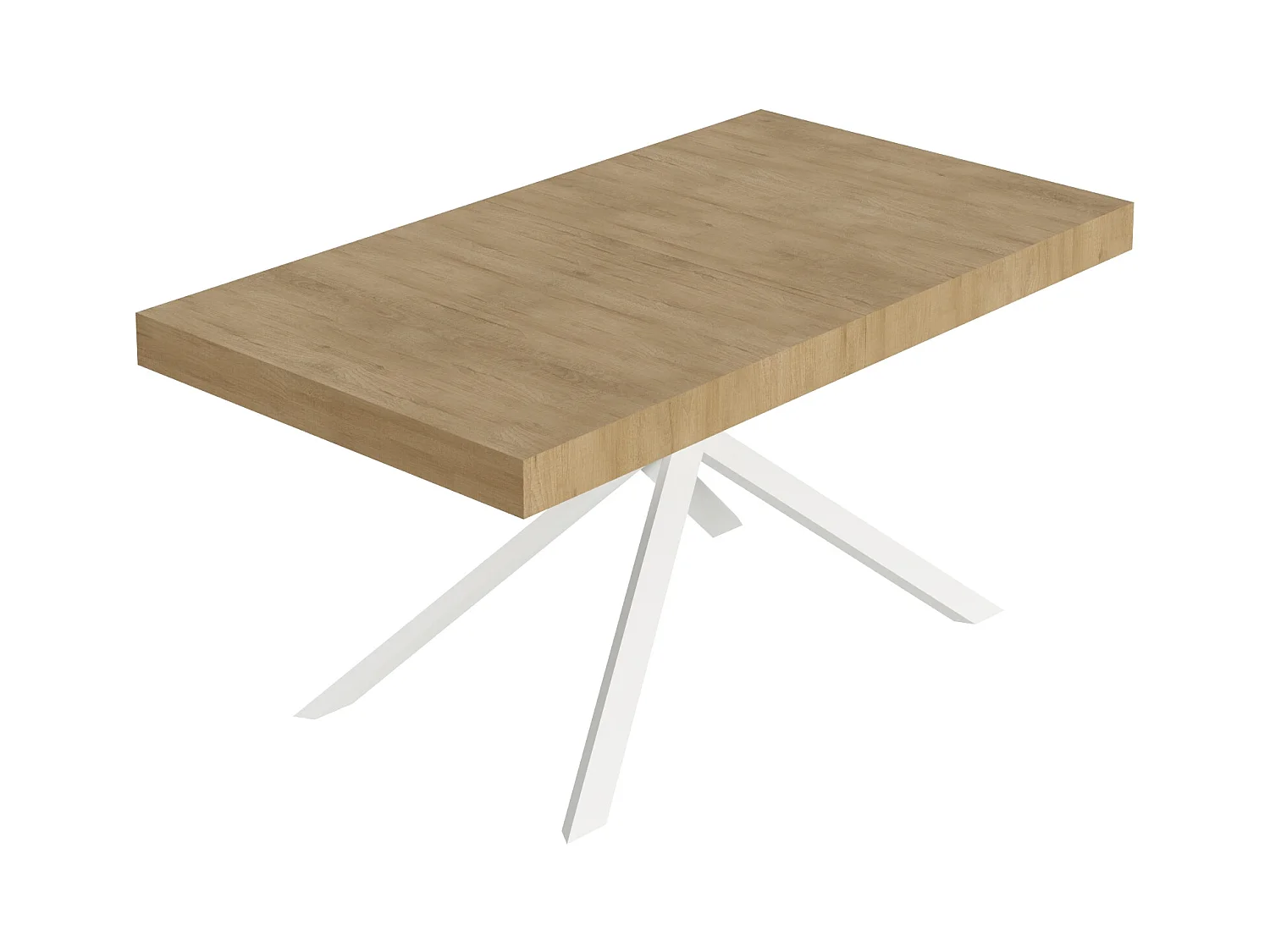 Table extensible 80x160/244 cm Niket chêne nature pieds blanc