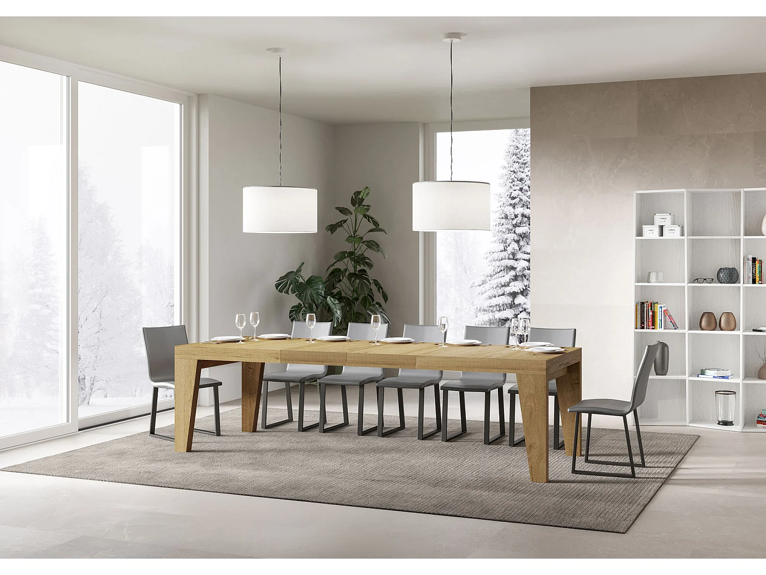 Ausziehbarer Tisch 160/420x90 cm Naxy Premium Eiche natur