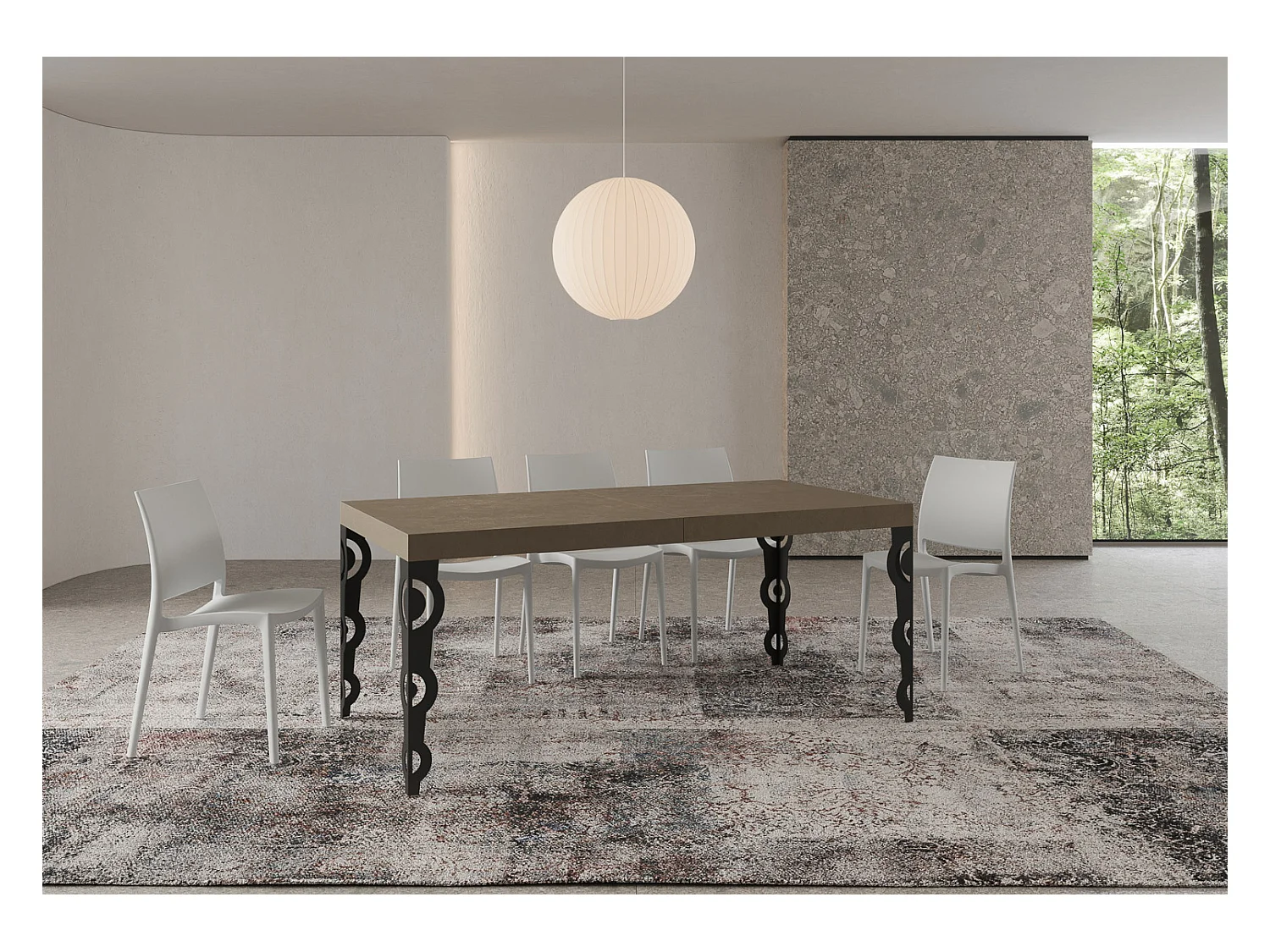 Karamay Premium uitschuifbare tafel 200/460x90 cm duifgrijs met antraciet poten