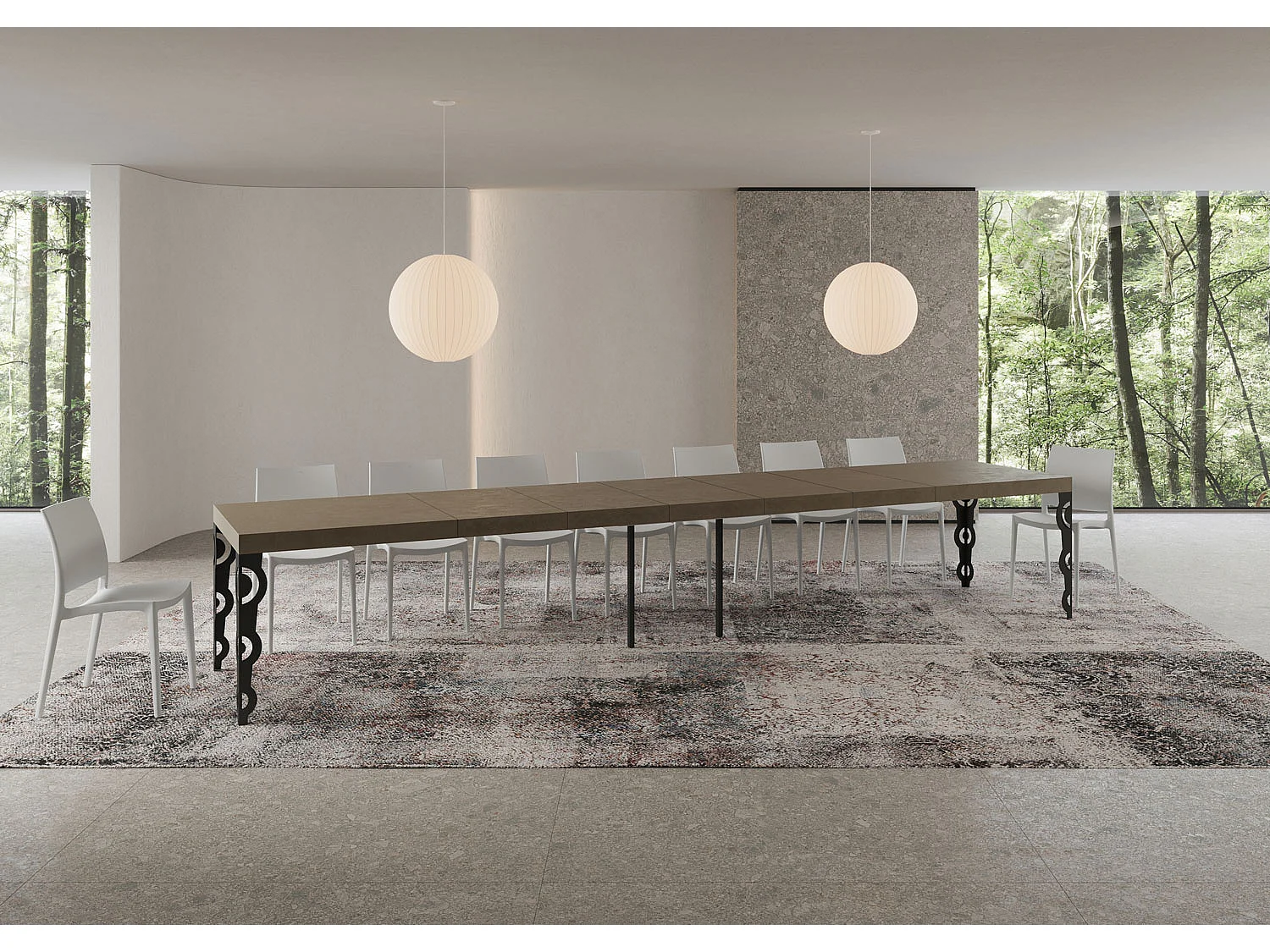 Karamay Premium 200/460x90 cm udtræksbord med duegrå og antracitgrå ben