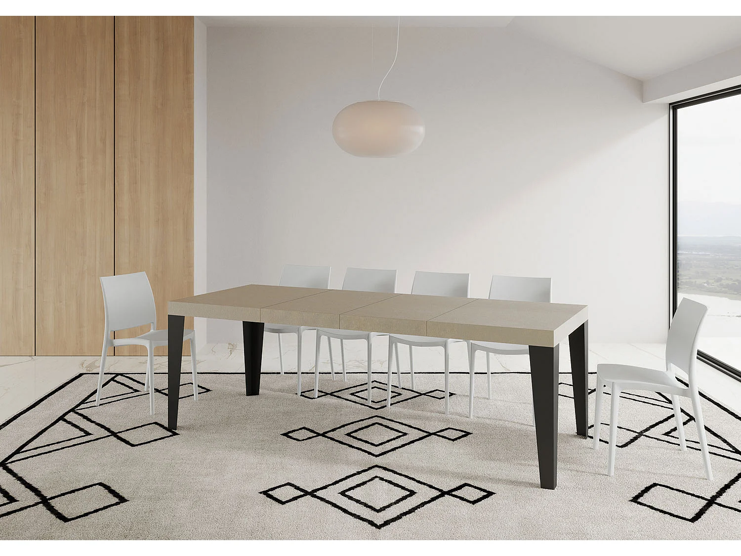 Ausziehtisch 140/400x90 cm Flame Premium Kaschmir Beine anthrazit