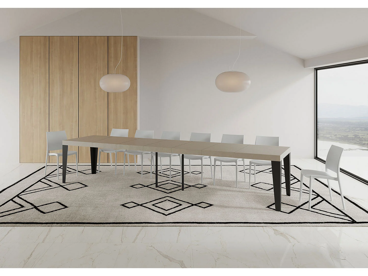 Ausziehtisch 140/400x90 cm Flame Premium Kaschmir Beine anthrazit