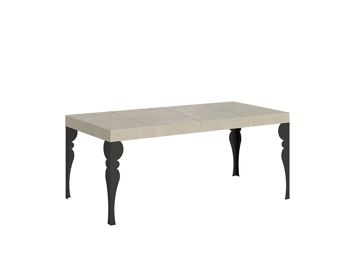 Table extensible 90x90/246 cm Paxon Premium cachemire pieds anthracite