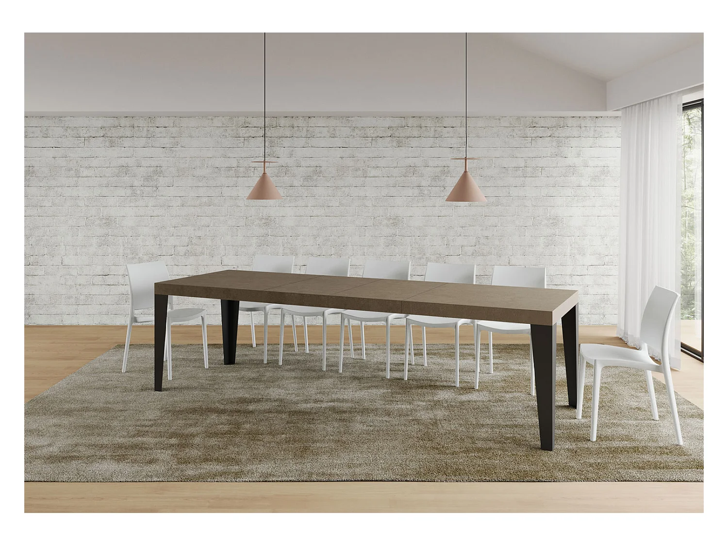 Uitschuifbare tafel 180/440x90 cm Flame Premium duifgrijs met antraciet poten
