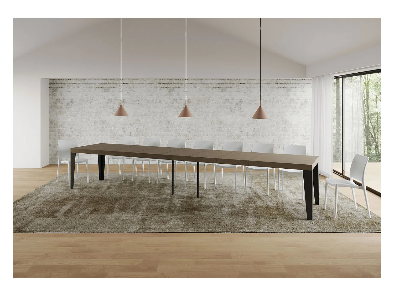 Uitschuifbare tafel 180/440x90 cm Flame Premium duifgrijs met antraciet poten