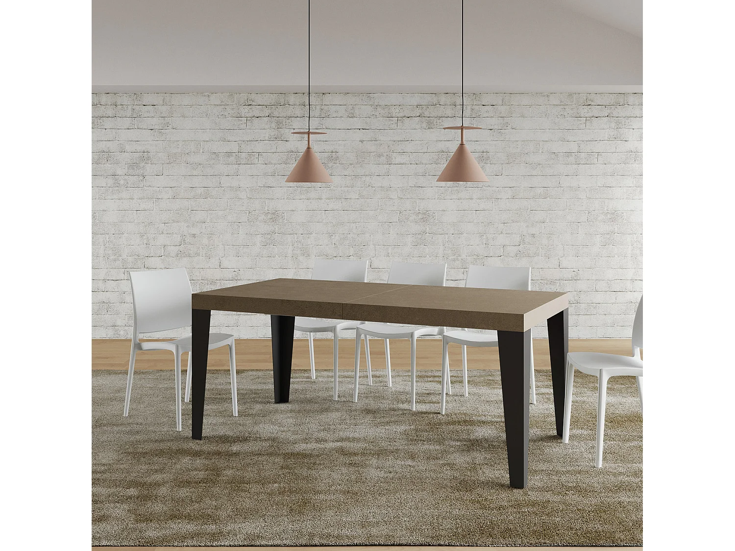 Table extensible 90x180/440 cm Flame Premium Taupe pieds anthracite