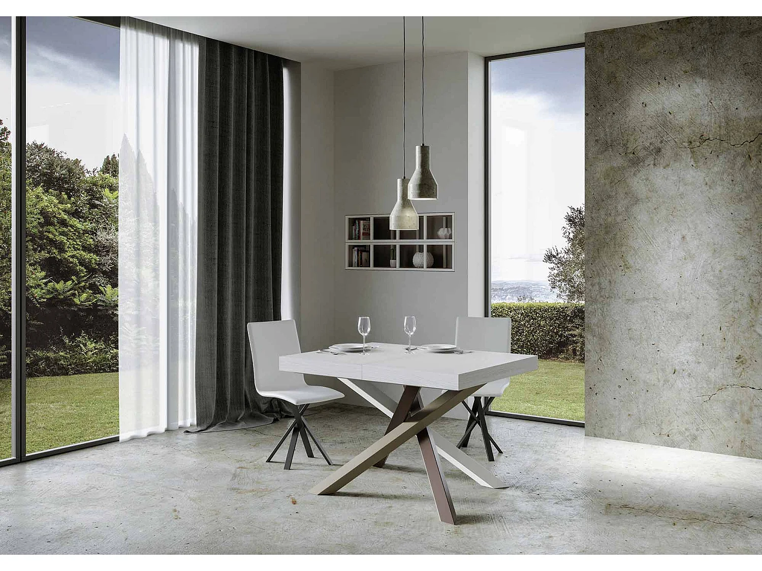 Extendable table 140/400x90 cm Volantis Premium white ash multicoloured legs 4/C