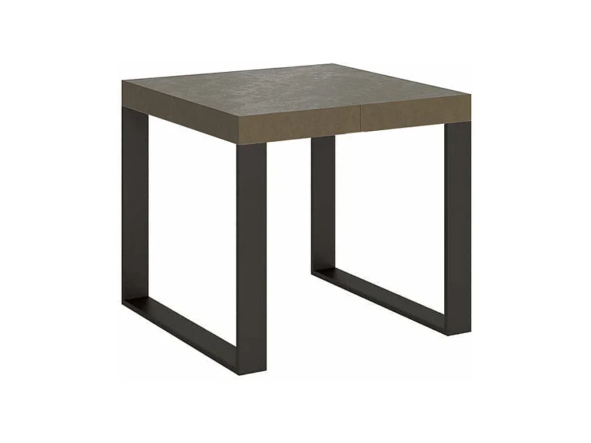 Table extensible 90x90/246 cm Tecno Premium Taupe pieds anthracite