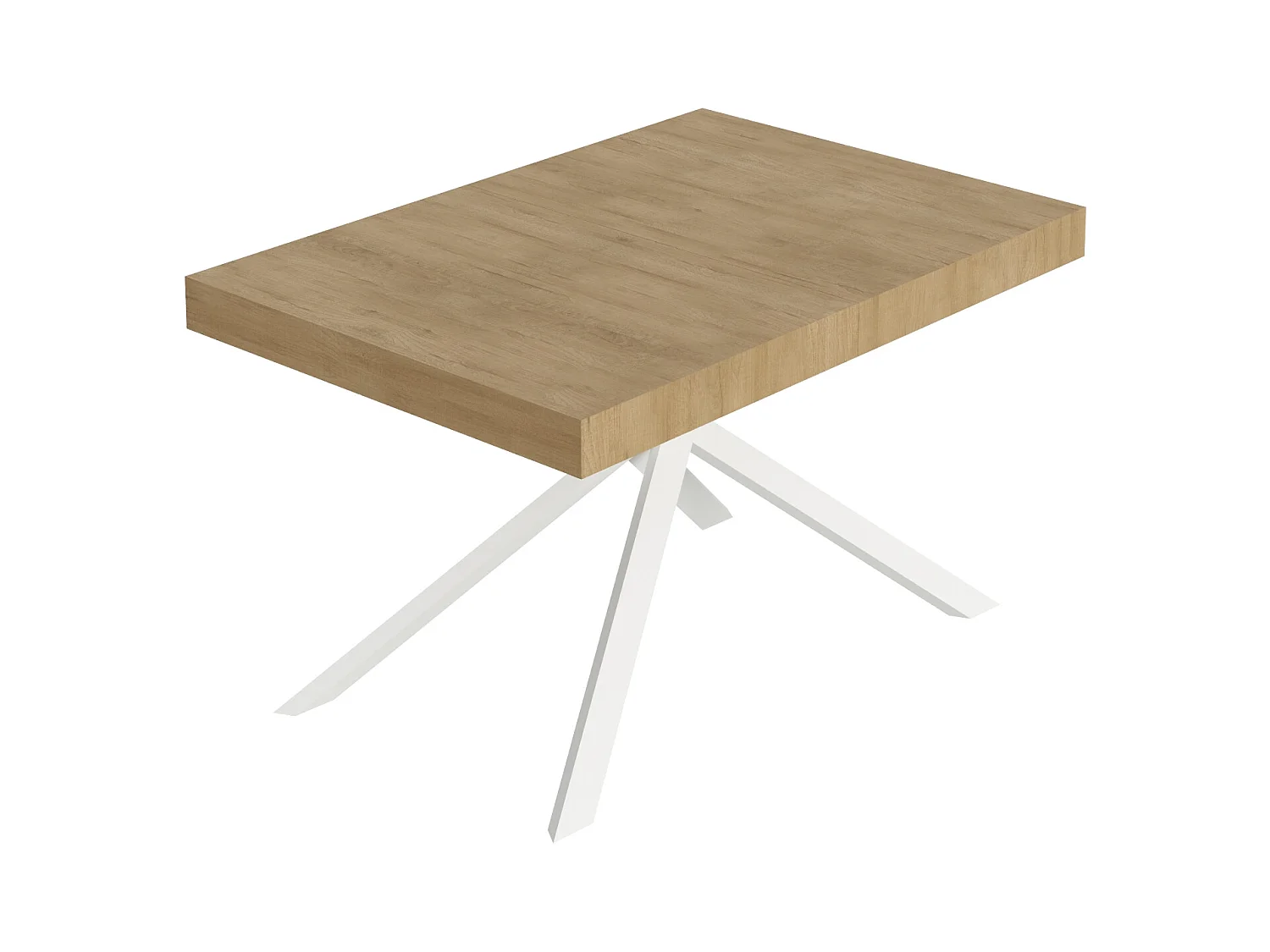 Table extensible 80x120/204 cm Niket chêne nature pieds blanc