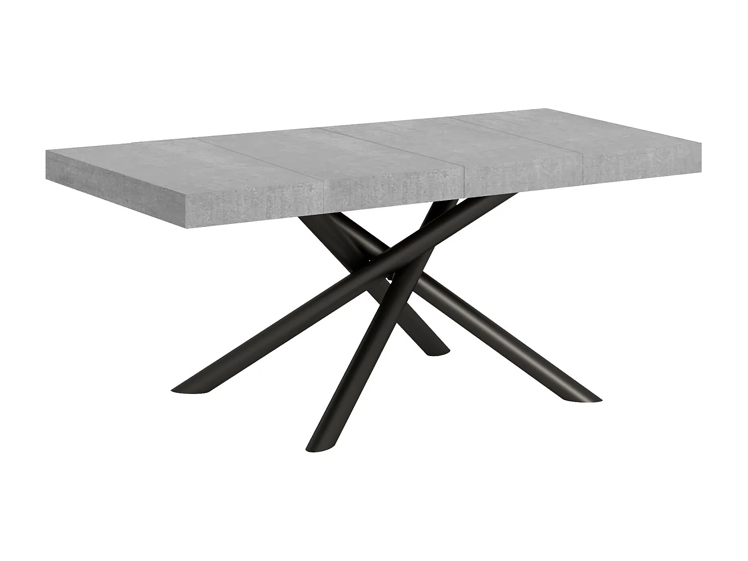 Table extensible 90x130/390 cm Famas Premium Gris Béton cadre Anthracite