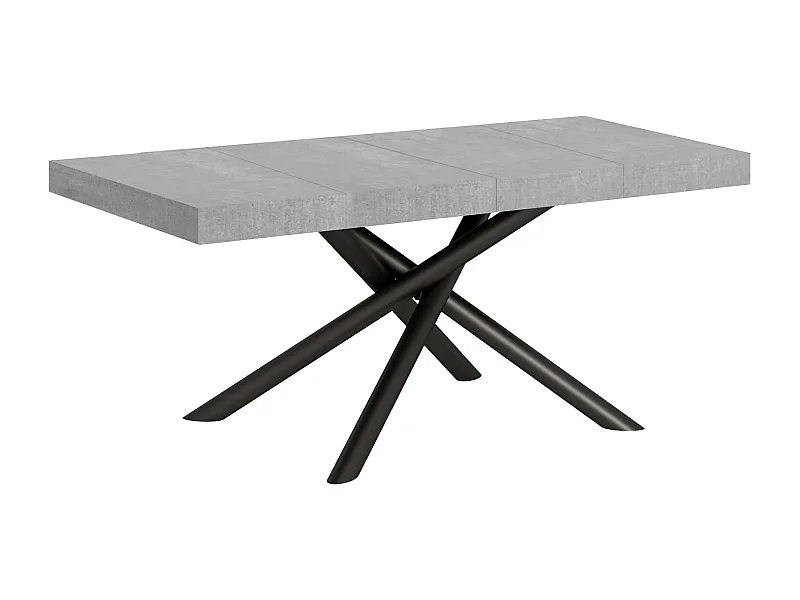 Table extensible 90x130/390 cm Famas Premium Gris Béton cadre Anthracite