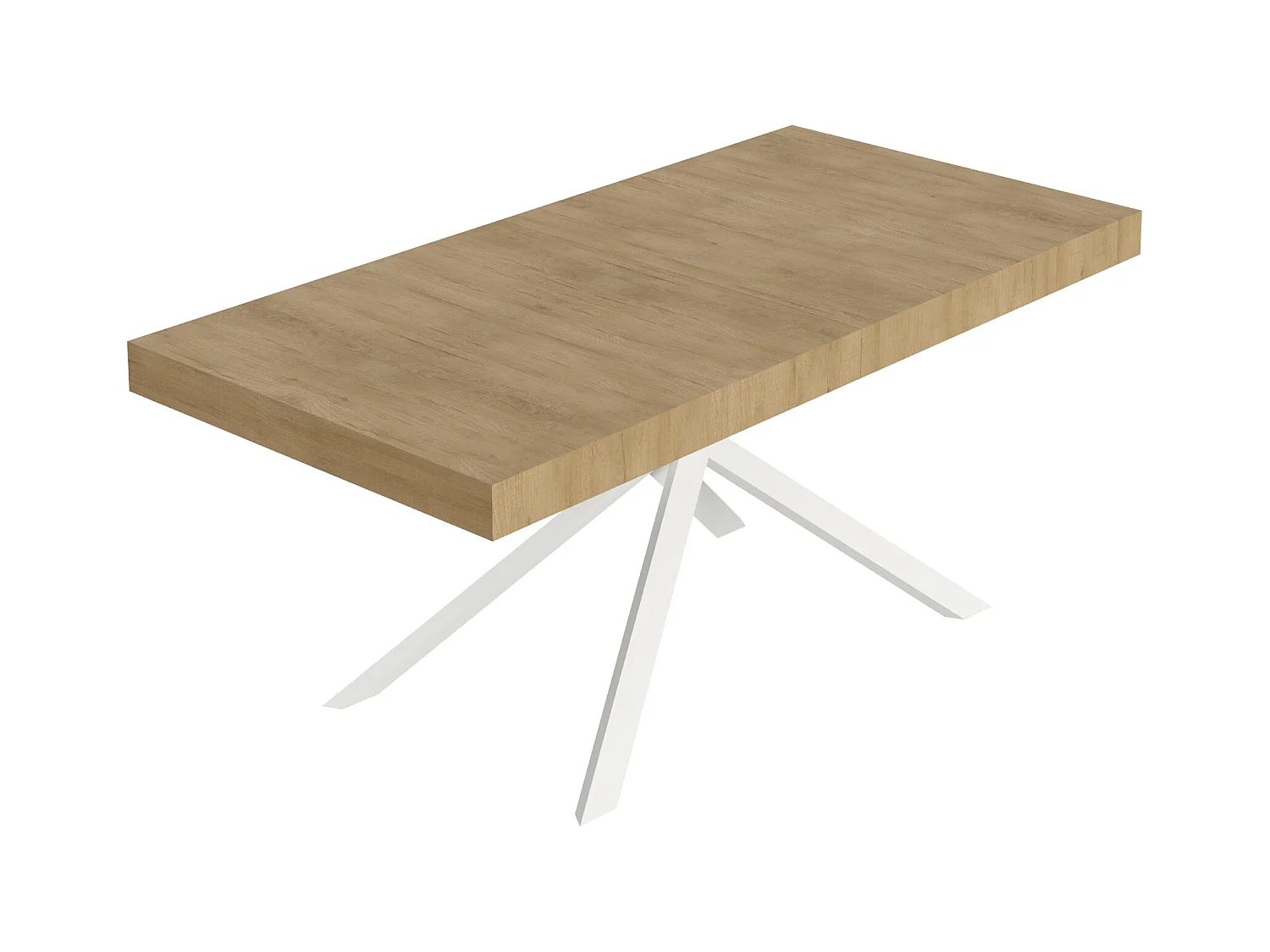 Niket Ausziehtisch 200/460x90 cm Natur-Eiche weiße Beine