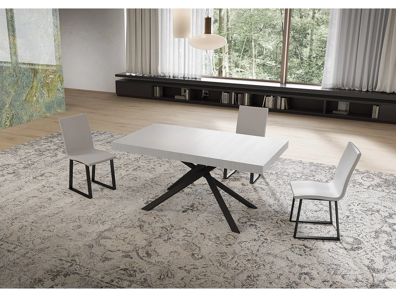 Niket udtræksbord 160/244x80 cm hvid ask antracit ben