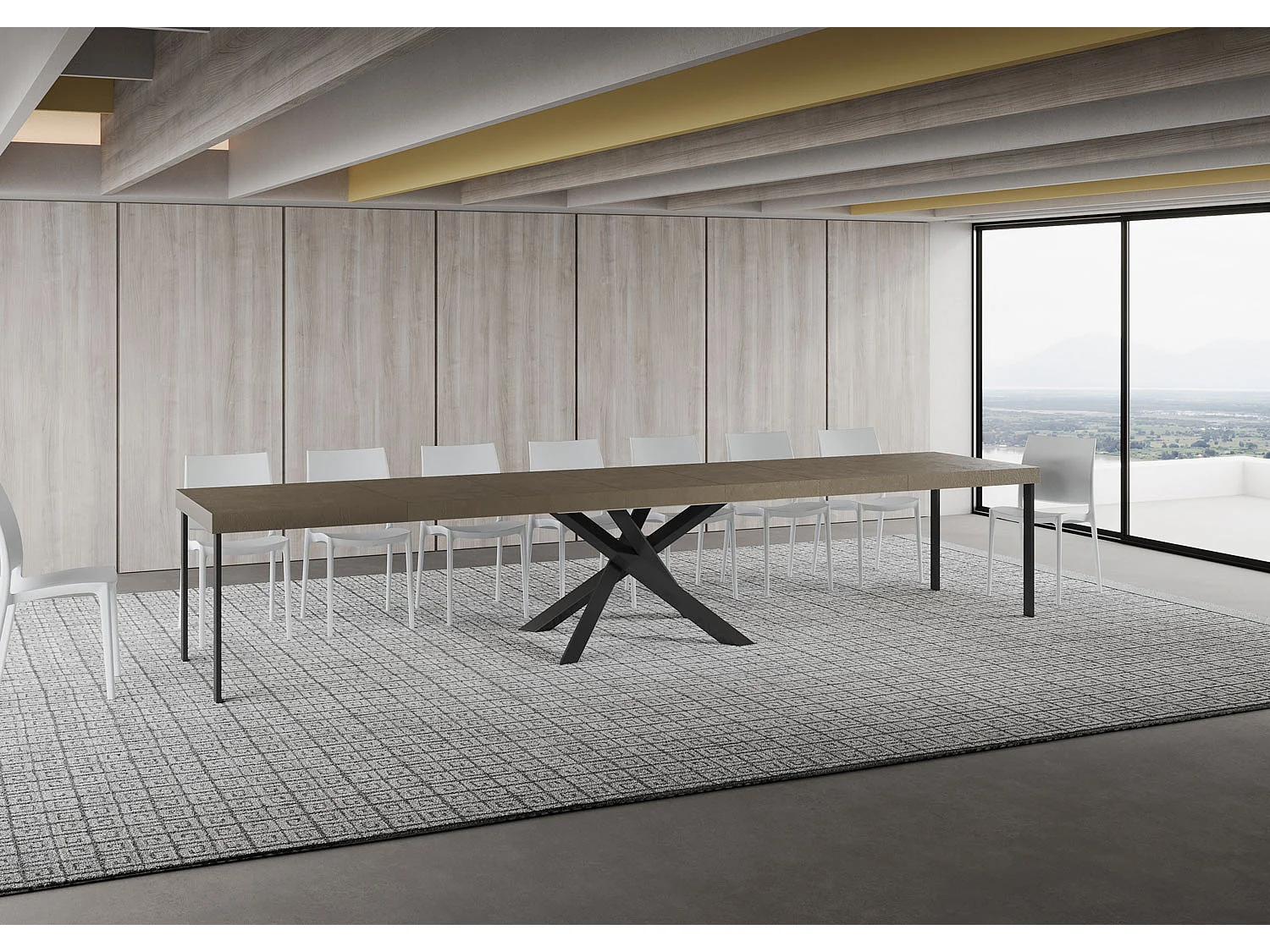 Mesa extensible 90x160/420 cm Volantis Premium gris paloma patas antracita