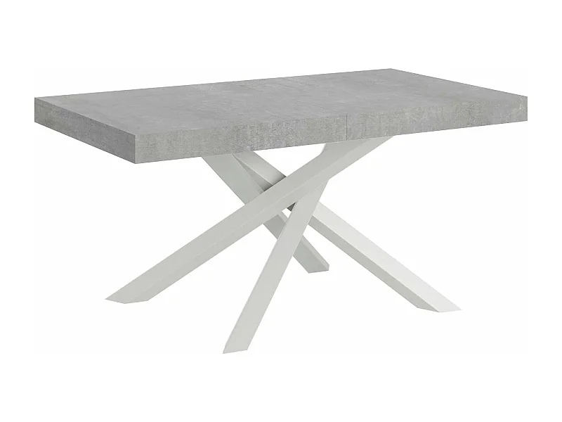 Volantis Premium ausziehbarer Betontisch 180/284x90 cm mit weißen Beinen