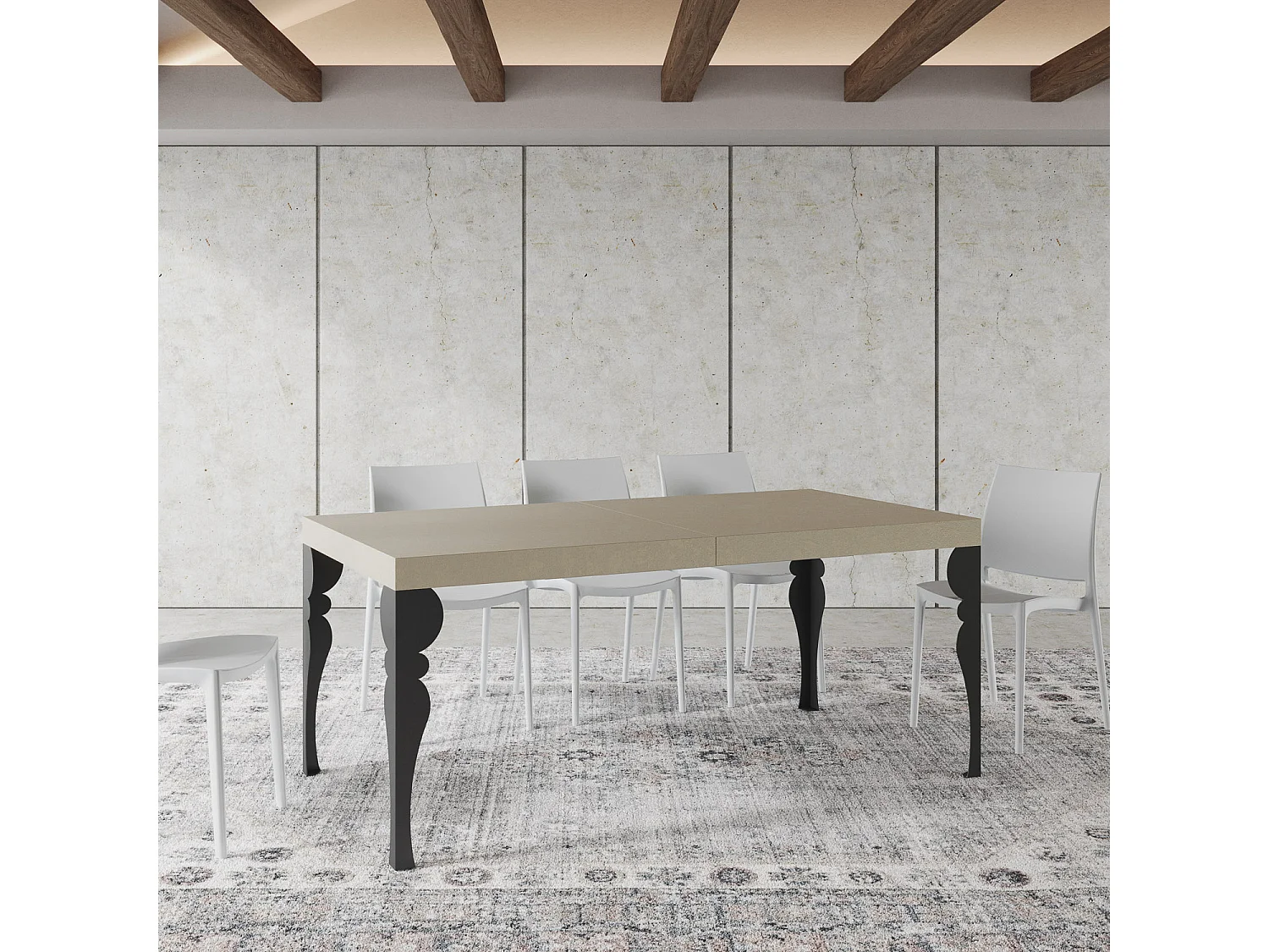 Paxon Premium Cashmere Ausziehtisch 180/284x90 cm mit anthrazitfarbenen Beinen