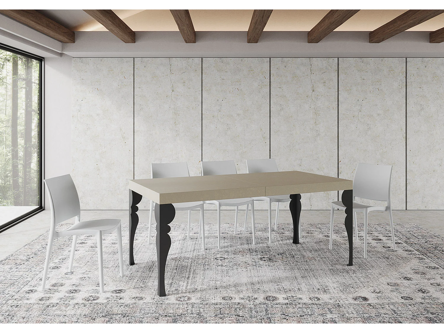 Paxon Premium Cashmere Ausziehtisch 180/284x90 cm mit anthrazitfarbenen Beinen