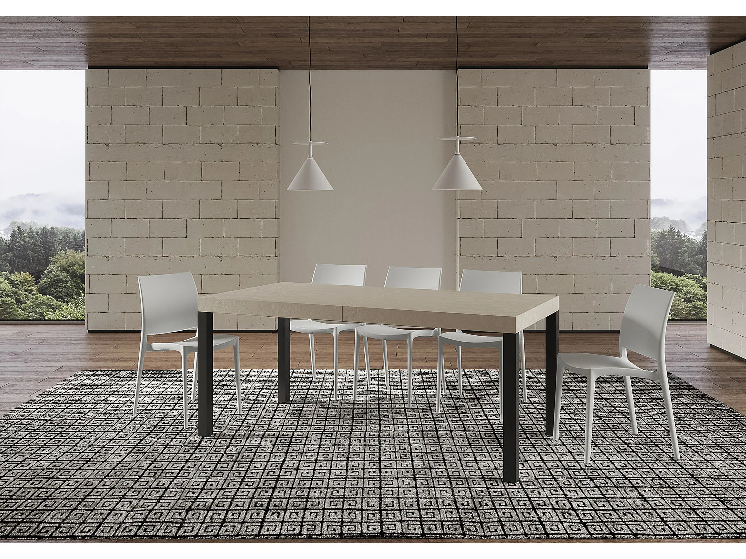 Mesa extensible 90x200/460 cm Everyday Premium cachemira patas antracita