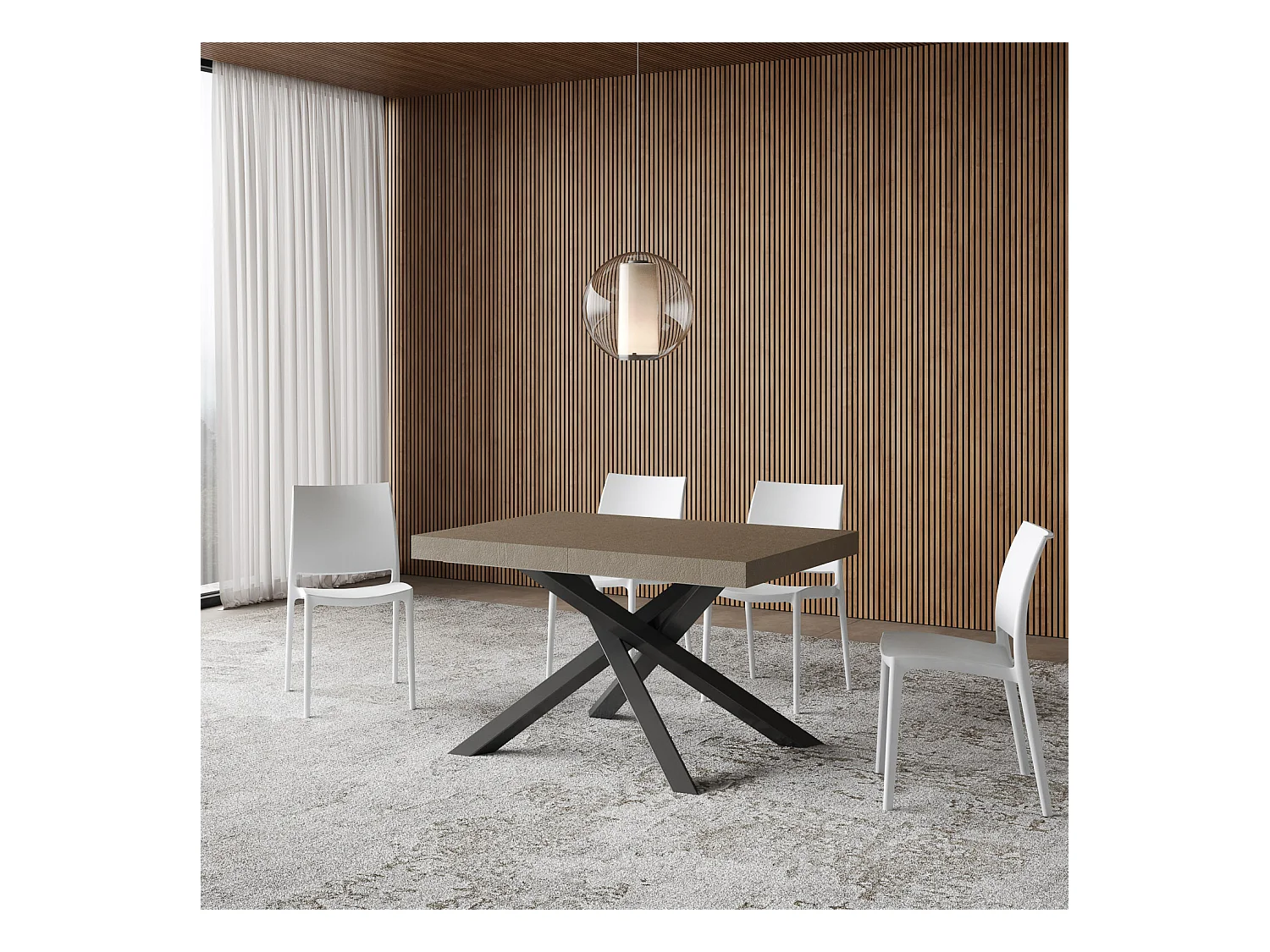 Mesa extensible 90x120/224 cm Volantis Premium gris paloma patas antracita