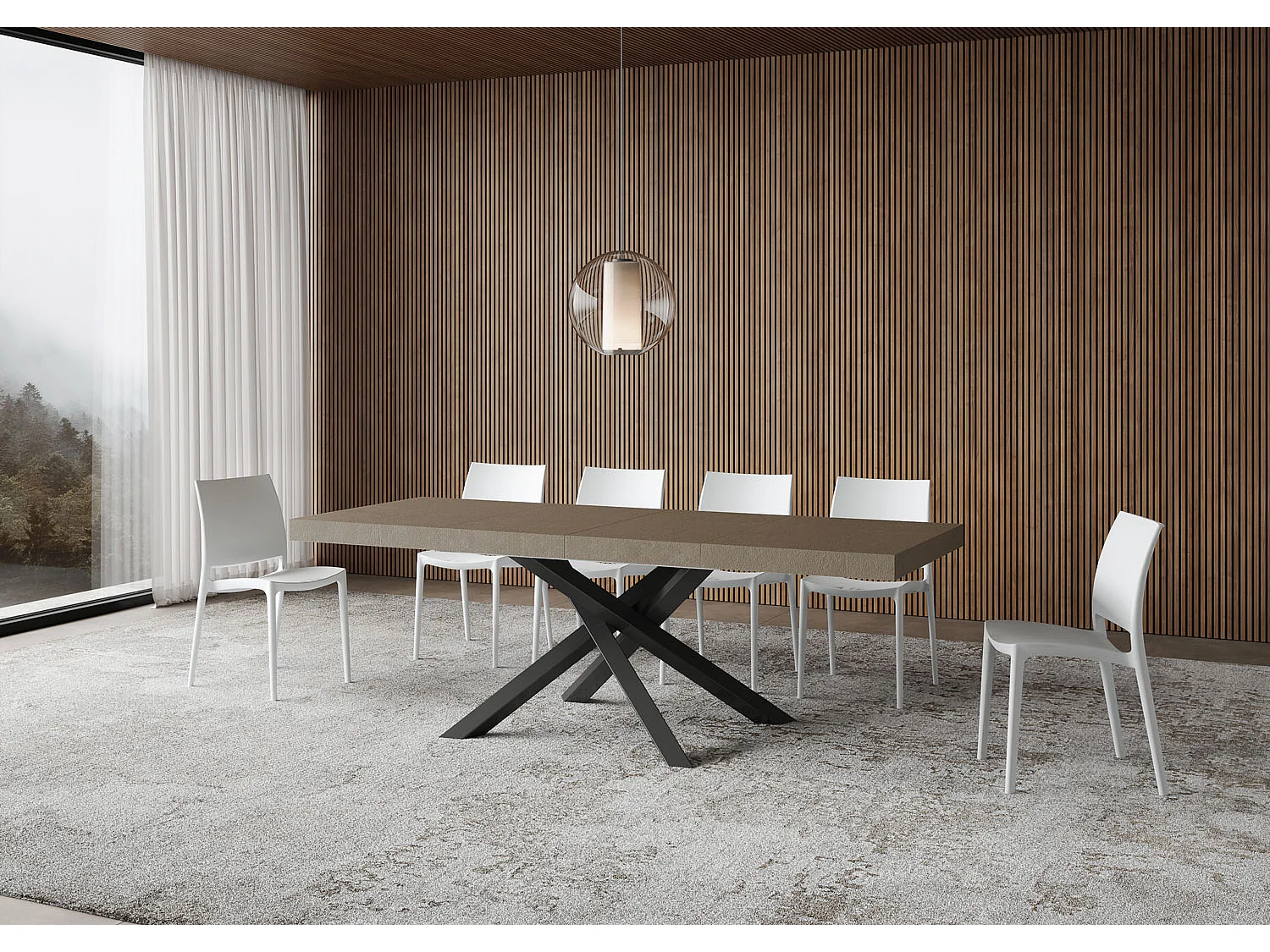 Table extensible 90x120/224 cm Volantis Premium taupe pieds anthracite