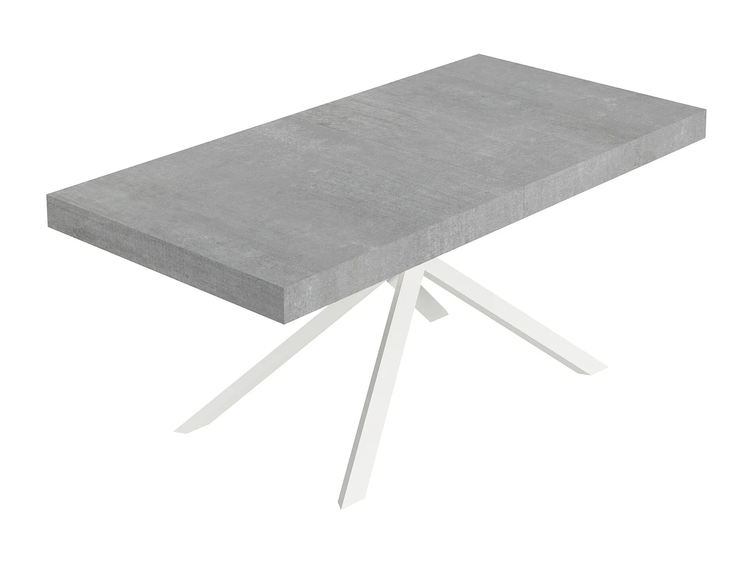Table extensible 90x200/304 cm Niket gris béton pieds blanc
